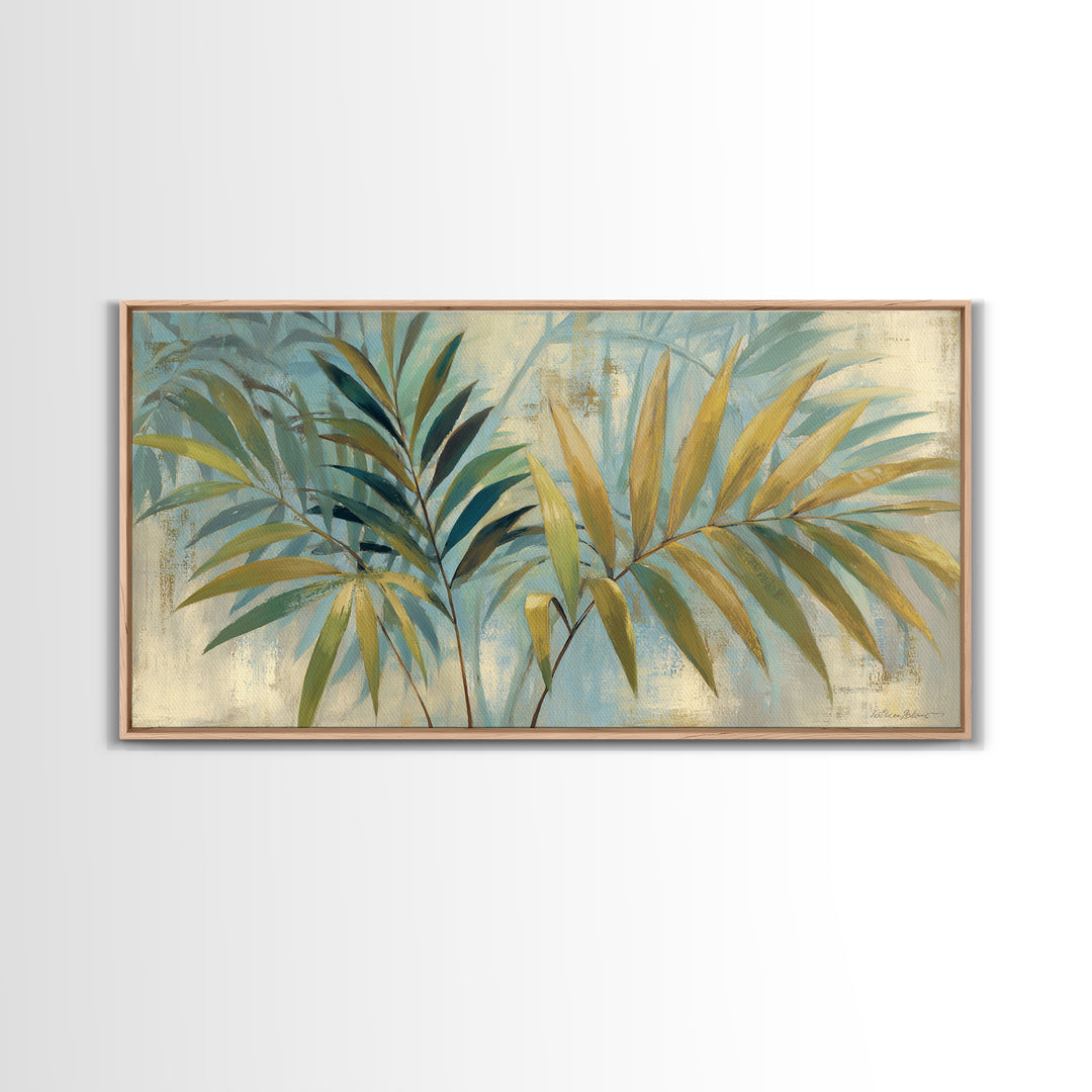 Tropical Palm Fronds Canvas Print, Patio Art, Wall Art, Patio Decor, Oil Painting, Outdoor, Outdoor Wall Decor, Floral Wall Art, PAT-2x1-21