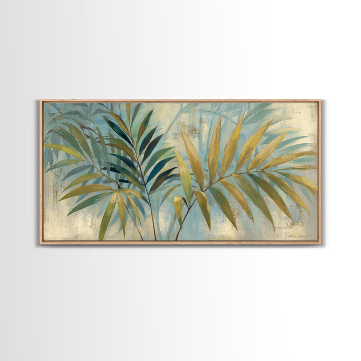 Tropical Palm Fronds Canvas Print, Patio Art, Wall Art, Patio Decor, Oil Painting, Outdoor, Outdoor Wall Decor, Floral Wall Art, PAT-2x1-21