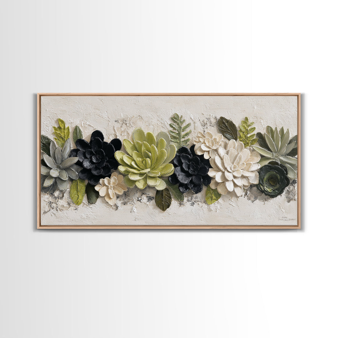 Succulent Collection in Ceramic Planters Canvas Print, Patio Art, Contemporary Art, Patio Decor, Fine Art, Outdoor, Metal Art, PAT-2x1-41