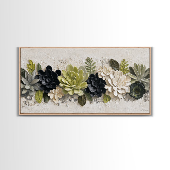 Succulent Collection in Ceramic Planters Canvas Print, Patio Art, Contemporary Art, Patio Decor, Fine Art, Outdoor, Metal Art, PAT-2x1-41