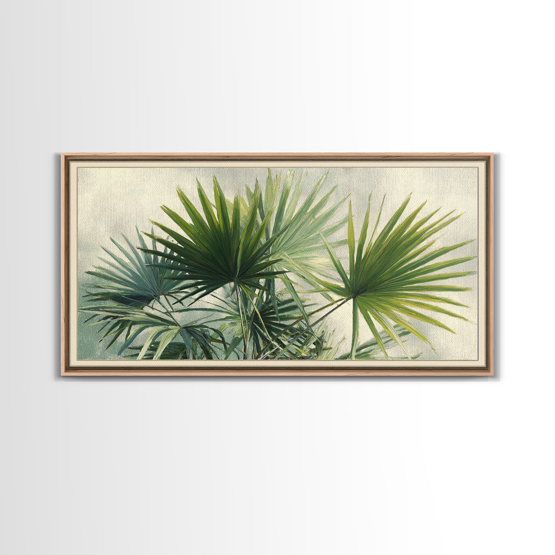 Tropical Palm Fronds Framed Canvas Print, Patio Art, Wall Hanging, Patio Decor, Fine Art, Outdoor, Beach Art, Beach House Decor, PAT-2x1-45