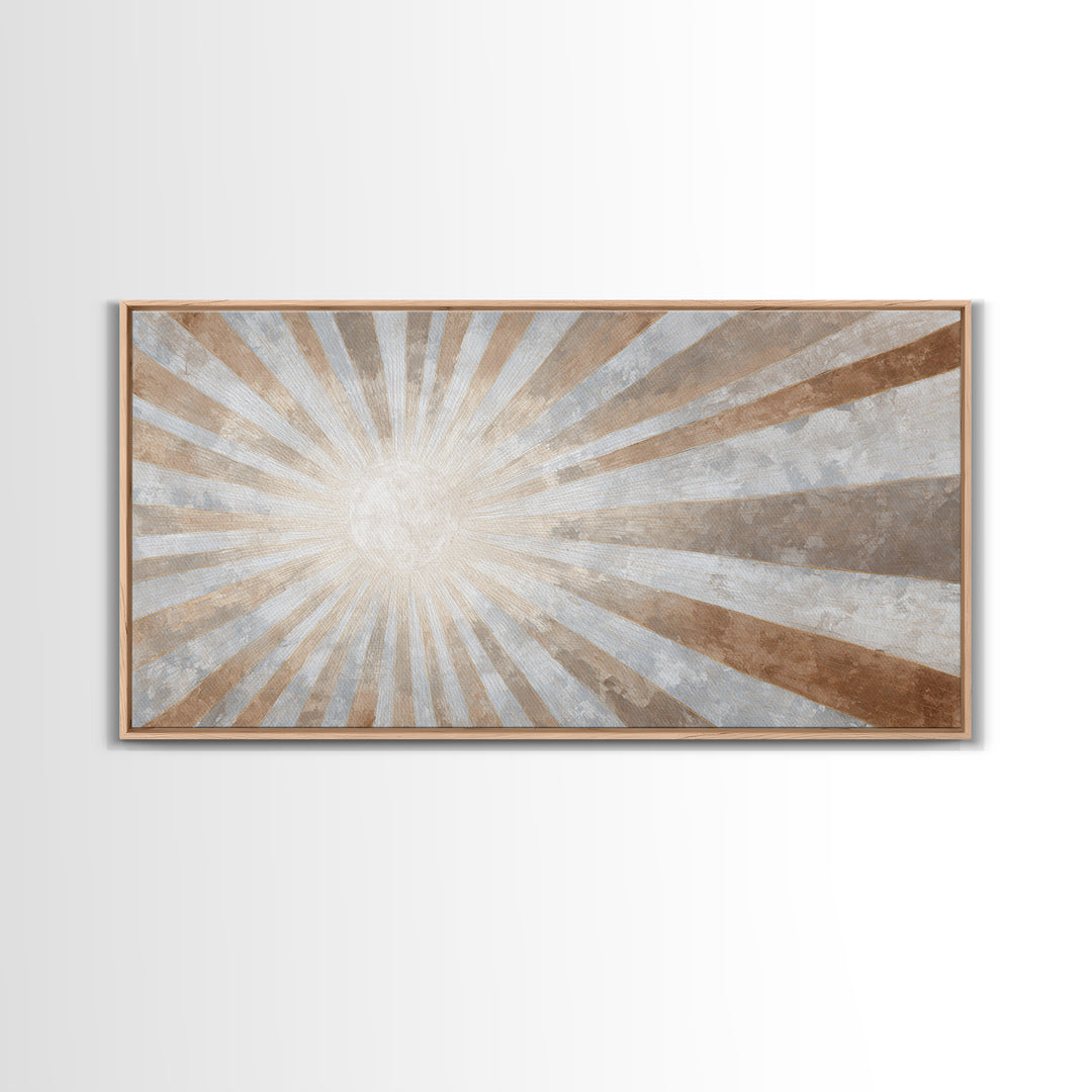 Sun Motif with Warm Terracotta Rays Canvas Print, Patio Art, Room Decor, Patio Decor, Oil Painting, Outdoor, Garden Art, PAT-2x1-62