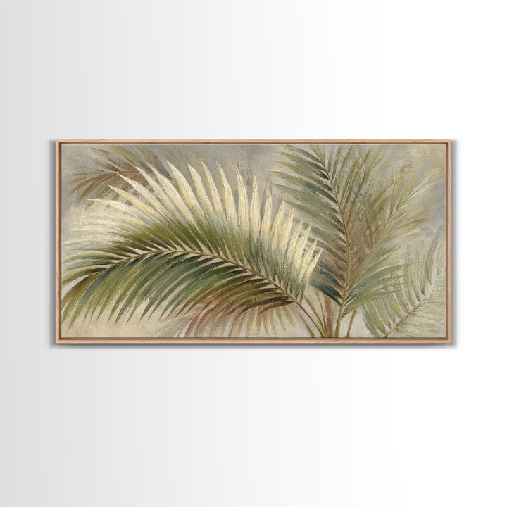 Tropical Palm Fronds Canvas Print, Patio Art, Metal Art, Patio Decor, Outdoor, Patio Cushions, Yard Decor, Mixed Media Art, PAT-2x1-69