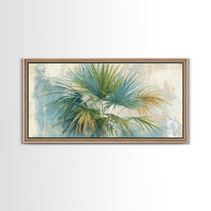 Tropical Palm Fronds Canvas Print, Patio Art, Metal Art, Patio Decor, Outdoor, Patio Cushions, Yard Decor, Mixed Media Art, PAT-2x1-93