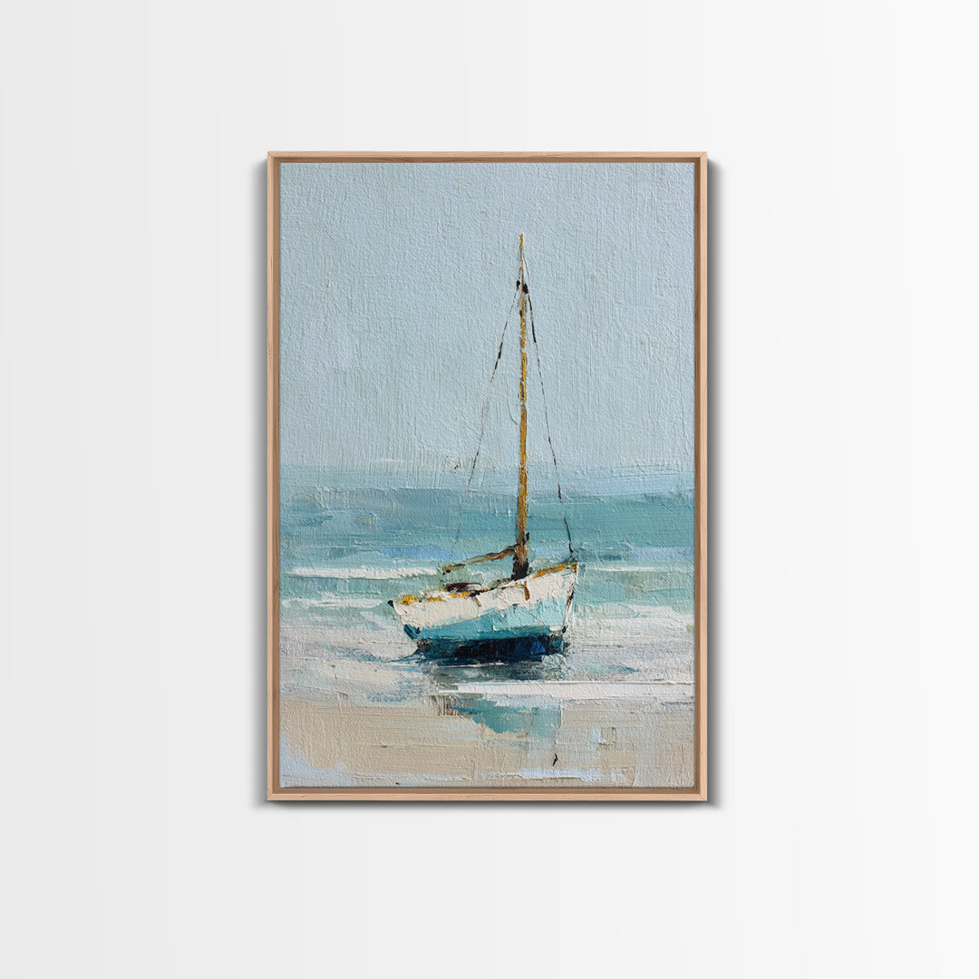 Sailboat on a Breezy Summer Horizon Framed Canvas Print, Patio Art, Wall Art, Patio Decor, Outdoor, Outdoor Wall Decor, PAT-2x3-47