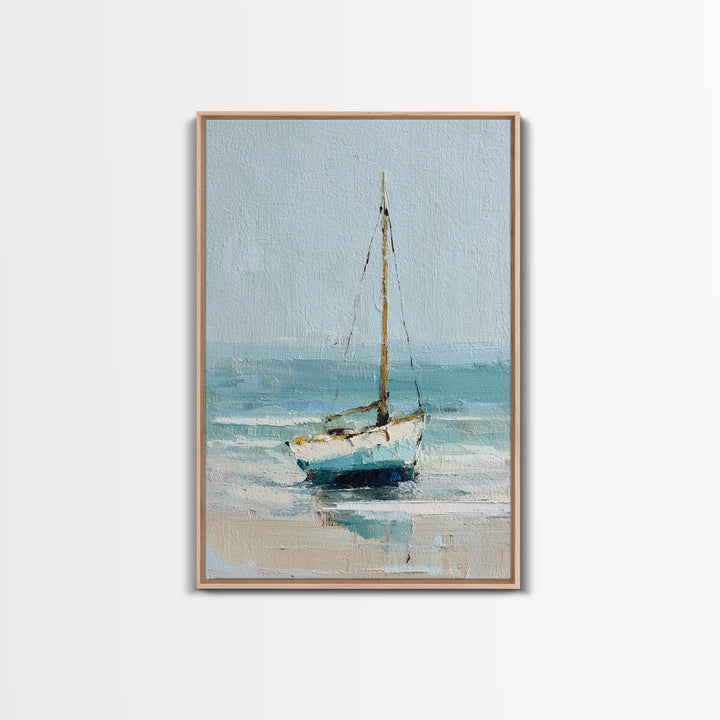 Sailboat on a Breezy Summer Horizon Framed Canvas Print, Patio Art, Wall Art, Patio Decor, Outdoor, Outdoor Wall Decor, PAT-2x3-47