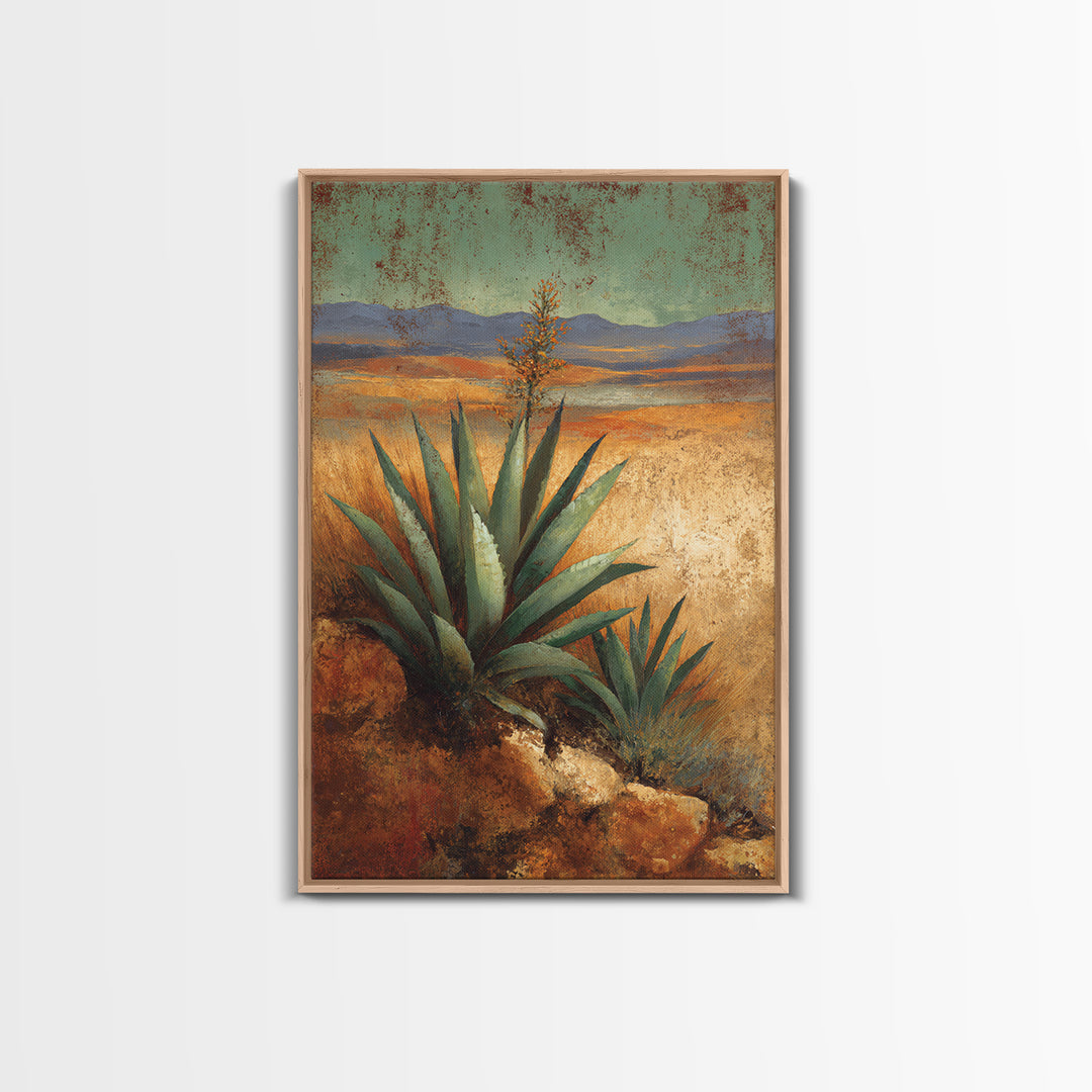 Desert Patio Agave and Bougainvillea Canvas Print, Patio Art, Wall Hanging, Patio Decor, Fine Art, Outdoor, Beach Art, PAT-2x3-49