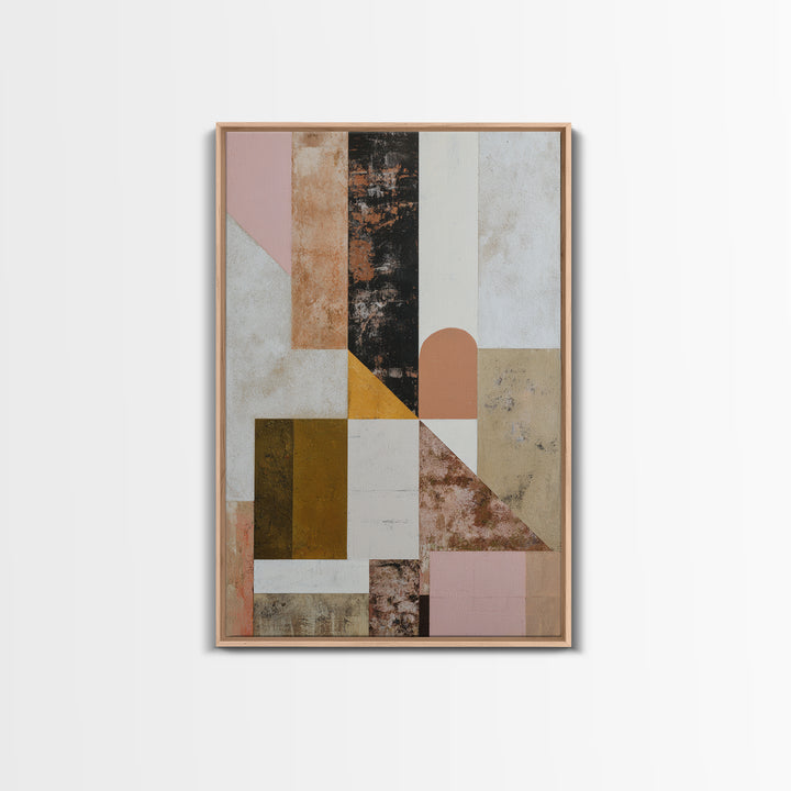 Warm Geometric Tile Pattern Framed Canvas Print, Patio Art, Beach House Decor, Patio Decor, Abstract Art, Outdoor, Modern Decor, PAT-2x3-8