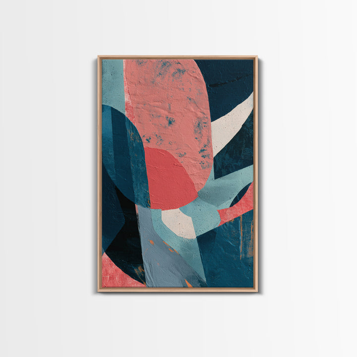 Bright Coral and Turquoise Abstract for Outdoors Framed Canvas Print, Patio Art, Gallery Decor, Patio Decor, Fine Art, Outdoor, PAT-2x3-92