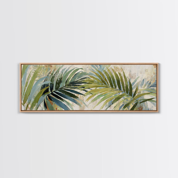 Tropical Palm Fronds Framed Canvas Print, Patio Art, Coastal Wall Decor, Patio Decor, Fine Art, Outdoor, Gallery Decor, PAT-3x1-17