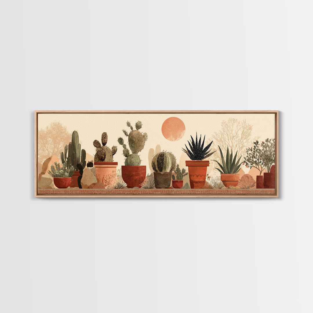 Cactus and Agave Canvas Print, Patio Art, Mixed Media Art, Patio Decor, Fine Art, Outdoor, Art Print, Room Decor, PAT-3x1-20
