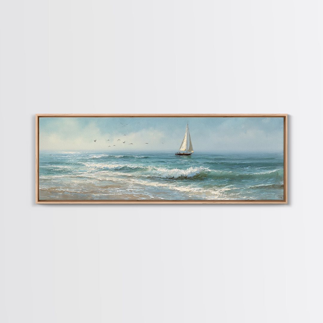 Sailboat on a Breezy Summer Horizon Canvas Print, Patio Art, Luxury Decor, Patio Decor, Fine Art, Outdoor, Wall Hanging, PAT-3x1-31