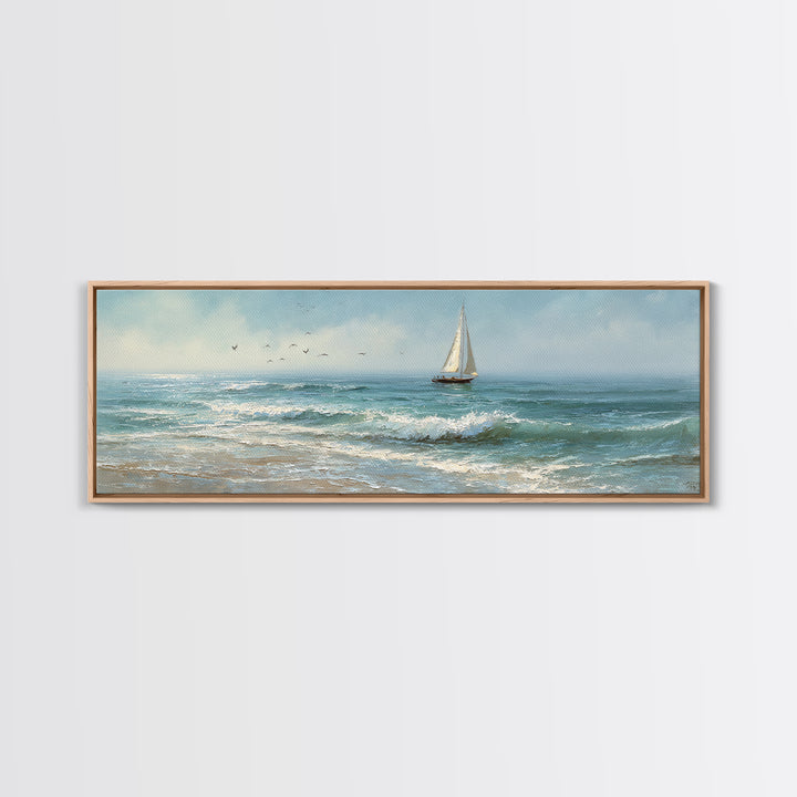 Sailboat on a Breezy Summer Horizon Canvas Print, Patio Art, Luxury Decor, Patio Decor, Fine Art, Outdoor, Wall Hanging, PAT-3x1-31