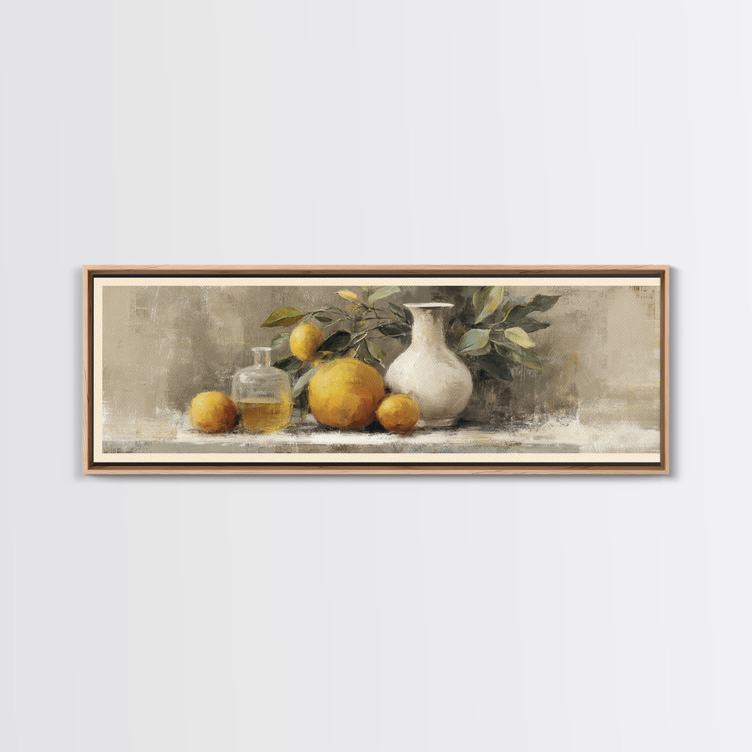 Outdoor Citrus Still Life Canvas Print, Patio Art, Patio Decor, Fine Art, Outdoor, Gallery Decor, Neutral Decor, Modern Decor, PAT-3x1-45