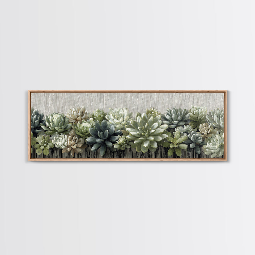 Succulent Collection in Ceramic Planters Canvas Print, Patio Art, Floral Art, Patio Decor, Oil Painting, Outdoor, PAT-3x1-85