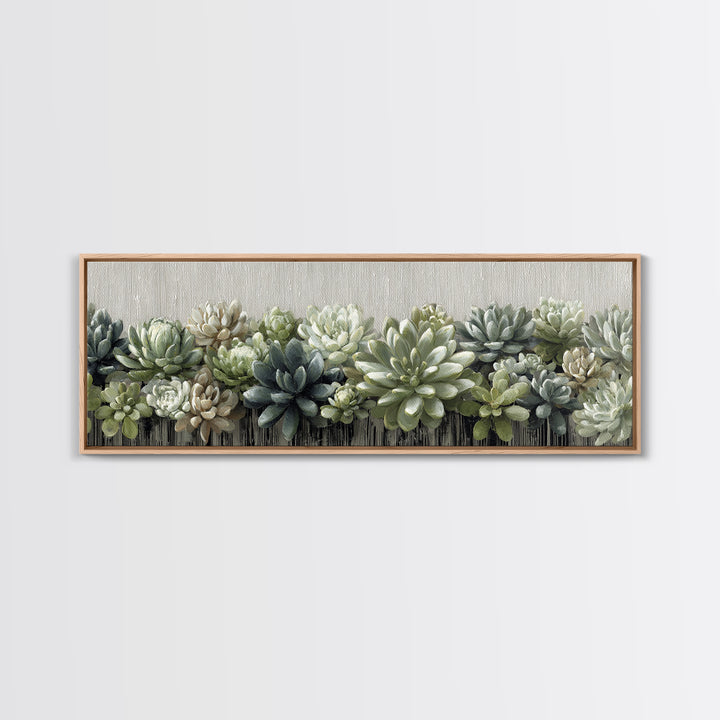 Succulent Collection in Ceramic Planters Canvas Print, Patio Art, Floral Art, Patio Decor, Oil Painting, Outdoor, PAT-3x1-85