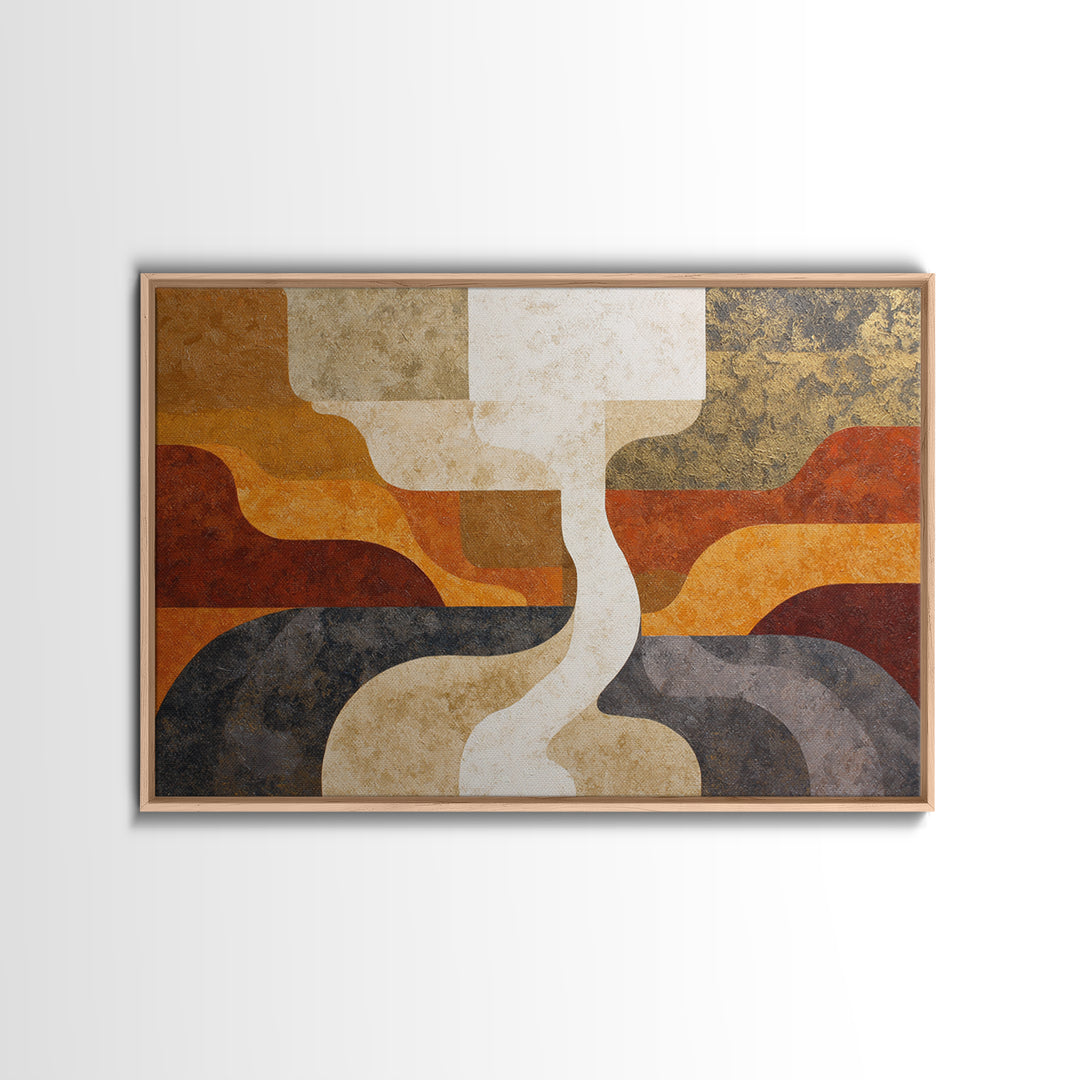 Warm Geometric Tile Pattern Framed Canvas Print, Patio Art, Fine Art Print, Patio Decor, Abstract Art, Outdoor, Wall Decor, PAT-3x2-100