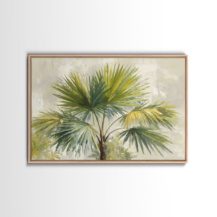 Tropical Palm Fronds Framed Canvas Print, Patio Art, Beach Art, Patio Decor, Fine Art, Outdoor, Neutral Decor, Modern Decor, PAT-3x2-5