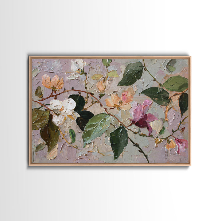 Sunset over Garden Flowers and Vines Framed Canvas Print, Patio Art, Art Print, Patio Decor, Fine Art, Outdoor, Garden Decor, PAT-3x2-59