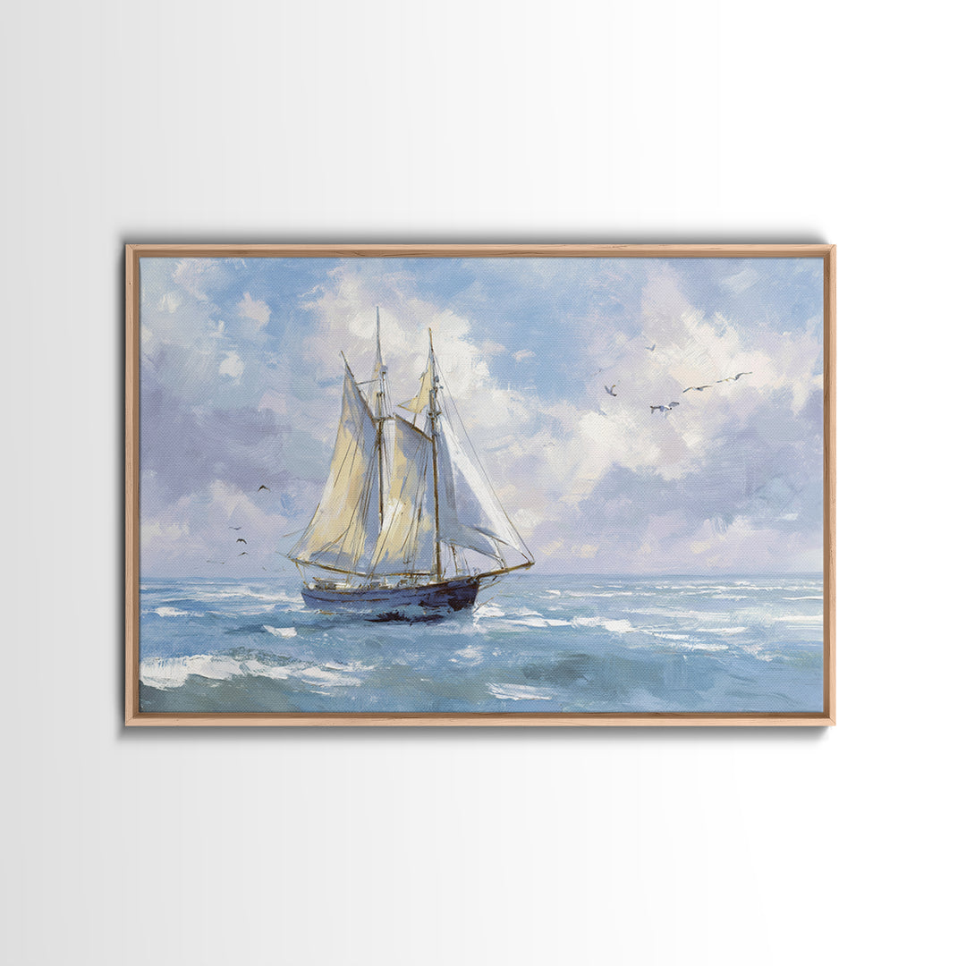 Sailboat on a Breezy Summer Horizon Canvas Print, Patio Art, Textured Painting, Patio Decor, Outdoor, Outdoor Wall Art, PAT-3x2-67