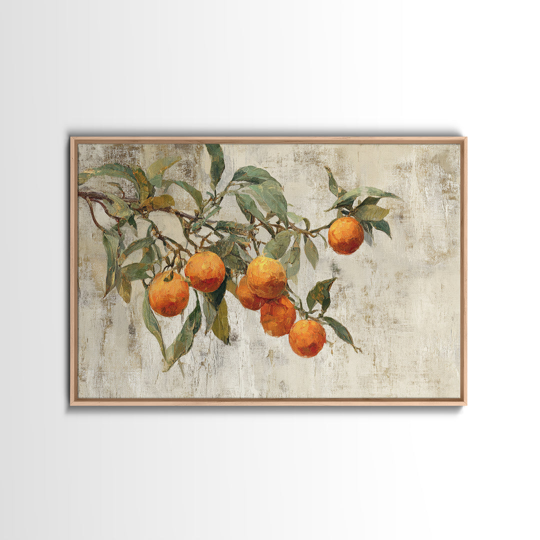 Orange Tree Branch Canvas Print, Patio Art, Porch Decor, Patio Decor, Oil Painting, Outdoor, Fine Art Print, Statement Artwork, PAT-3x2-98