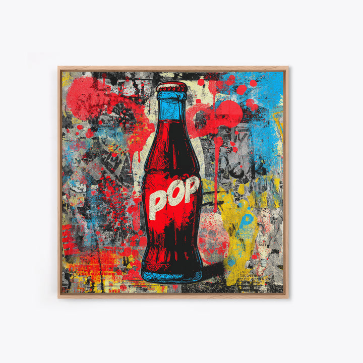 Retro Soda Bottle Framed Canvas Print, Pop Art, Bedroom Decor, Living Room Decor, Fine Art, Pop, 3d Art, Graffiti Art, POP-1x1-27
