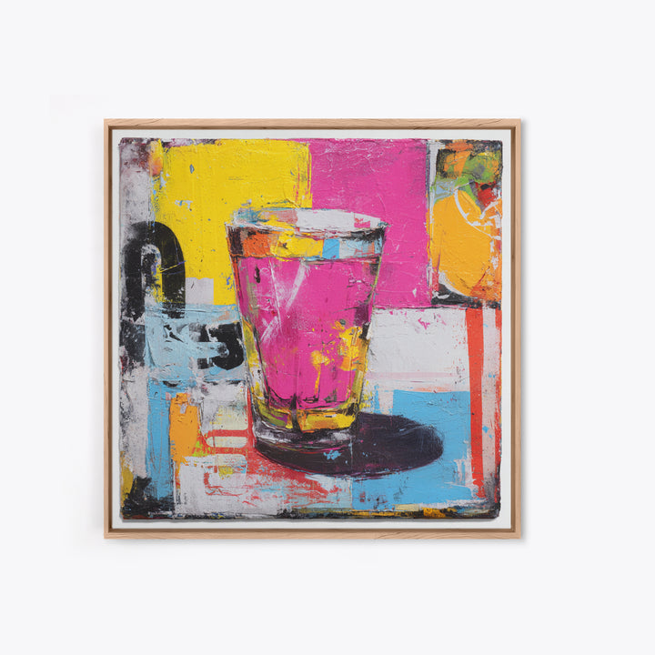 Milkshake Glass with Retro Diner Palette Framed Canvas Print, Pop Art, Art Print, Living Room Decor, Pop, Custom Portrait, POP-1x1-40