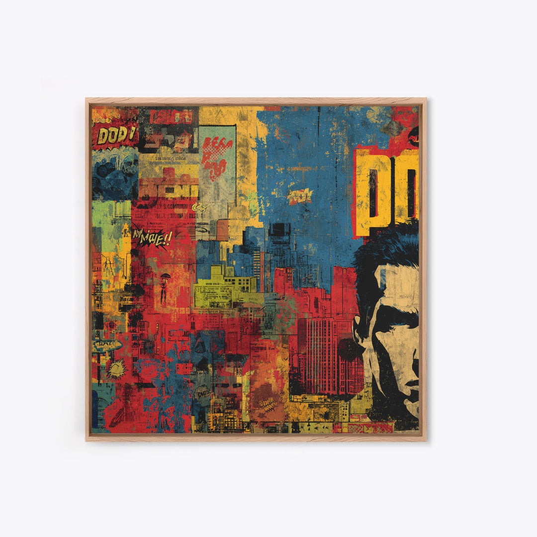 Comic Book City Skyline Canvas Print, Pop Art, 3d Art, Living Room Decor, Abstract Art, Pop, Textured Painting, POP-1x1-5