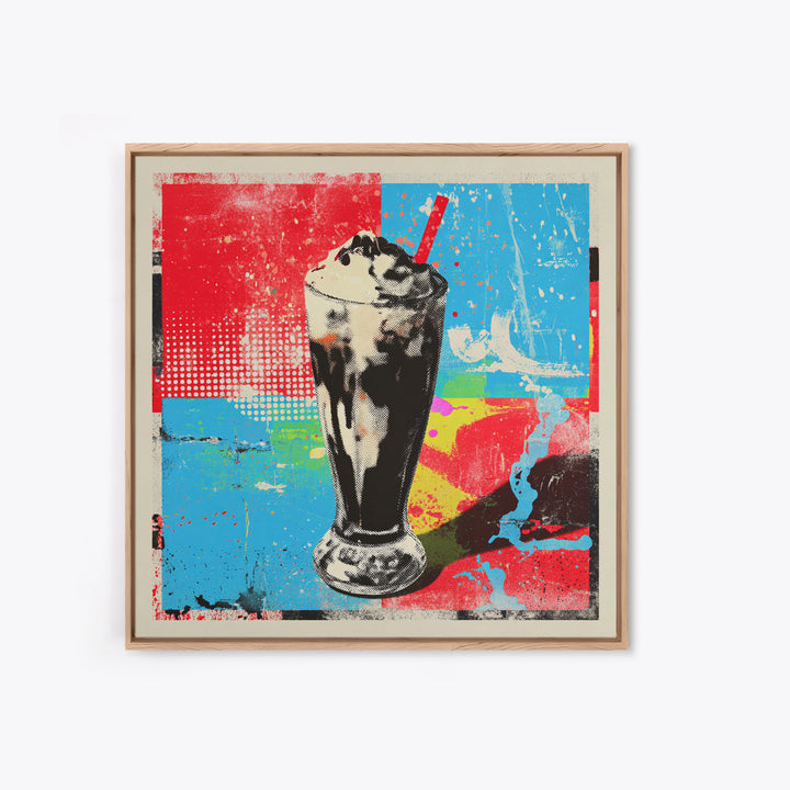 Milkshake Glass with Retro Diner Palette Framed Canvas Print, Pop Art, Apartment Decor, Living Room Decor, Fine Art, Pop, POP-1x1-64