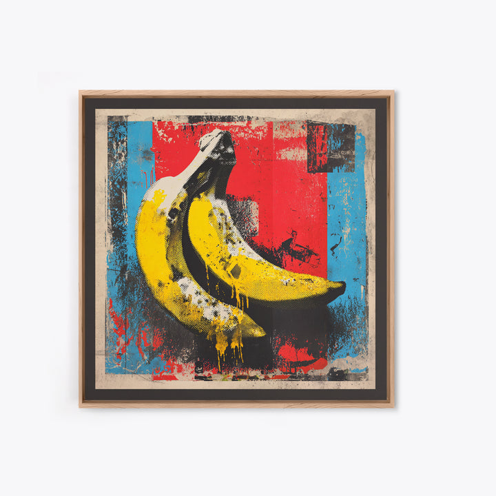 Bright Banana Still Life Framed Canvas Print, Pop Art, Eclectic Home Decor, Living Room Decor, Fine Art, Pop, Minimalist Decor, POP-1x1-74