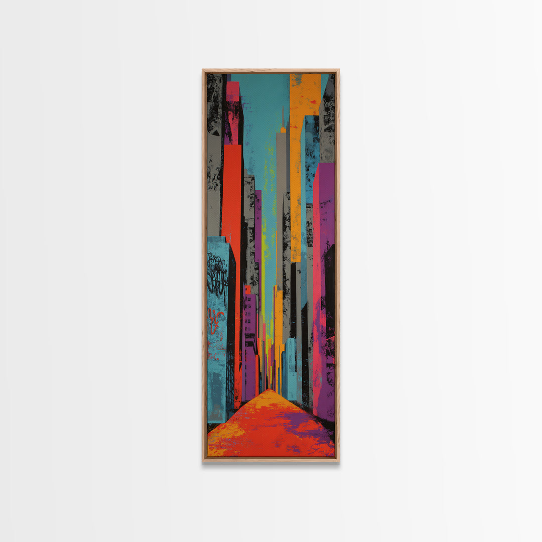 Comic Book City Skyline Canvas Print, Pop Art, Modern Art, Living Room Decor, Abstract Art, Pop, Modern Decor, Fine Art Print, POP-1x3-89