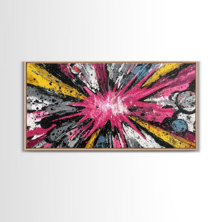 Exploding Starburst Shapes Without Text Framed Canvas Print, Pop Art, Luxury Decor, Living Room Decor, Fine Art, Pop, POP-2x1-6