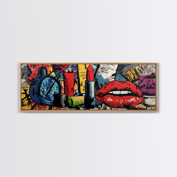 Lipstick and Perfume Fashion Still Life Canvas Print, Pop Art, Eclectic Home Decor, Living Room Decor, Fine Art, Pop, POP-3x1-36
