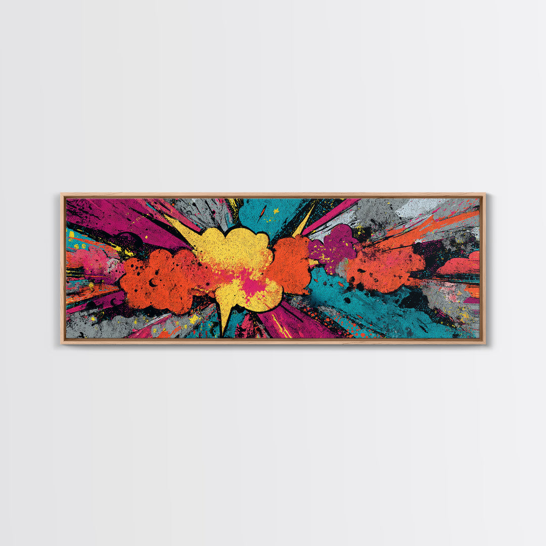Exploding Starburst Shapes Without Text Canvas Print, Pop Art, Canvas Painting, Living Room Decor, Pop, Statement Artwork, POP-3x1-98