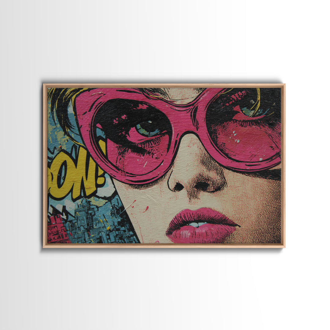 Glamorous Sunglasses Face Canvas Print, Pop Art, Original Art, Living Room Decor, Pop, Original Artwork, Football Wall Art, POP-3x2-12