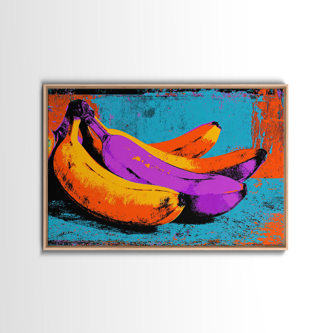 Bright Banana Still Life Canvas Print, Pop Art, Portrait, Living Room Decor, Fine Art, Pop, Graffiti Art, Eclectic Home Decor, POP-3x2-30
