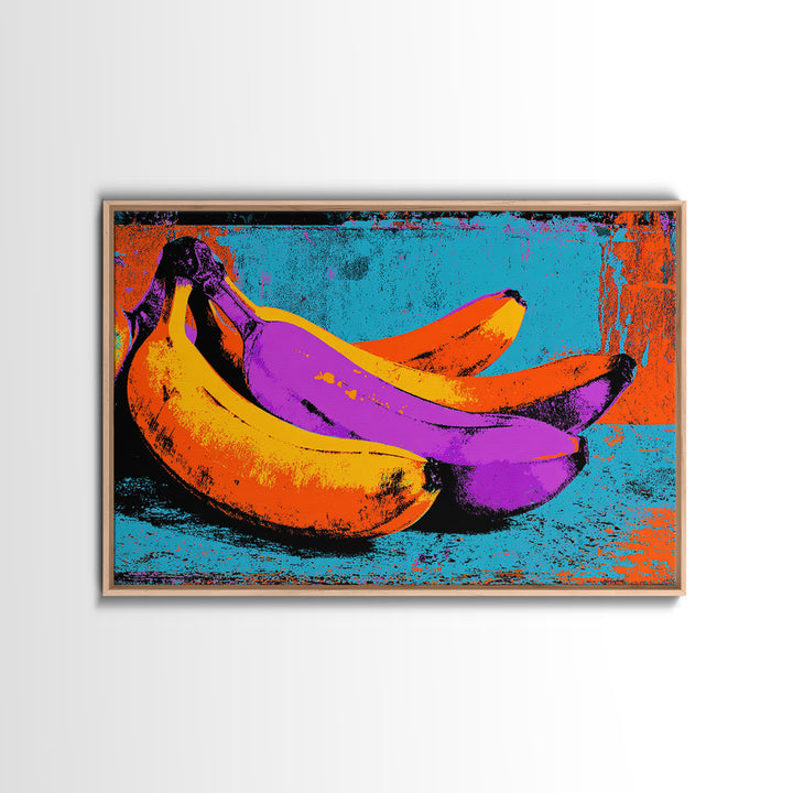 Bright Banana Still Life Canvas Print, Pop Art, Portrait, Living Room Decor, Fine Art, Pop, Graffiti Art, Eclectic Home Decor, POP-3x2-30