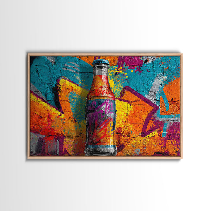 Retro Soda Bottle Framed Canvas Print, Pop Art, Art, Living Room Decor, Abstract Art, Pop, Bedroom Decor, Portrait, POP-3x2-55