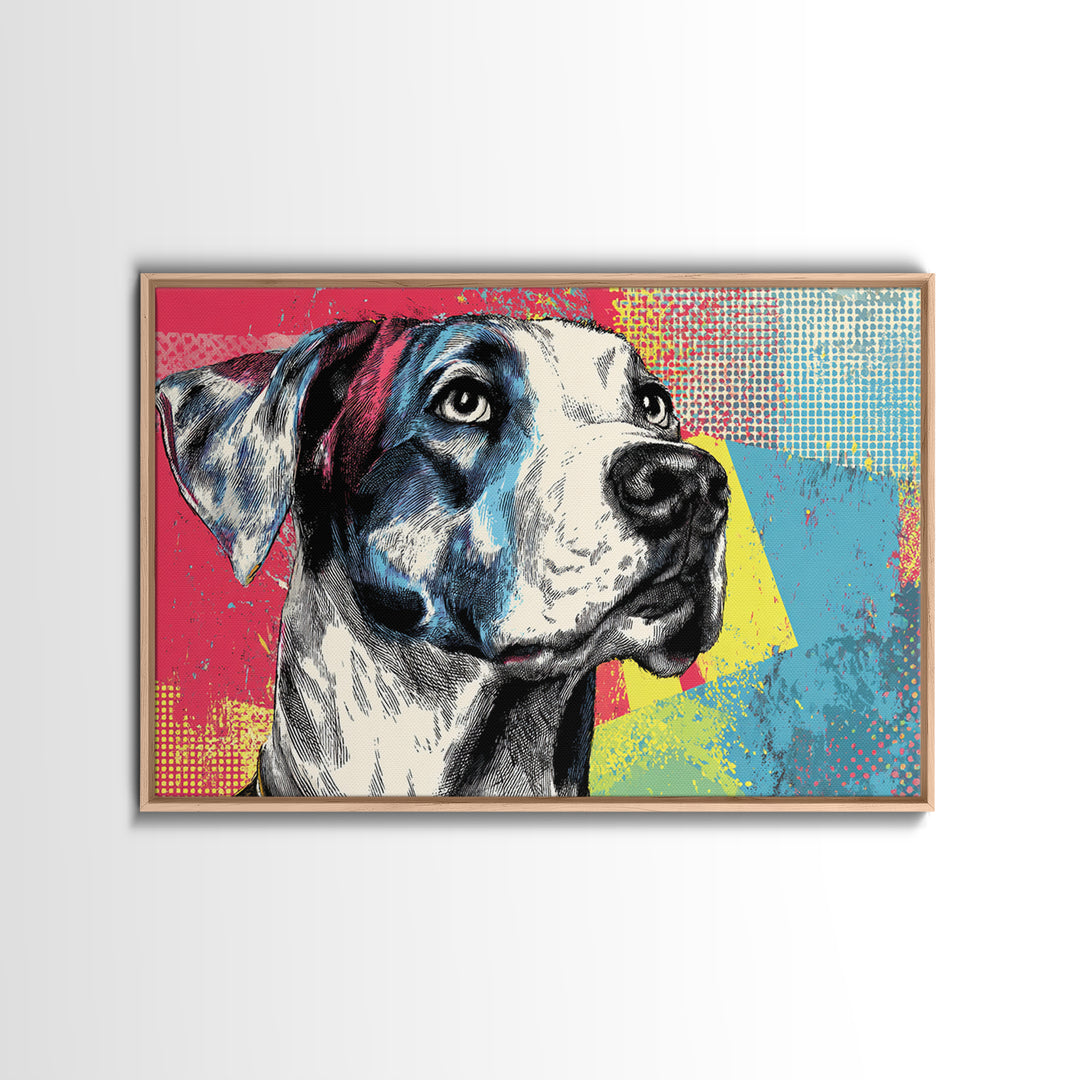 Pop Art Dog Portrait Framed Canvas Print, Pop Art, Art Print, Living Room Decor, Fine Art, Pop, Custom Portrait, Pet Portrait, POP-3x2-59
