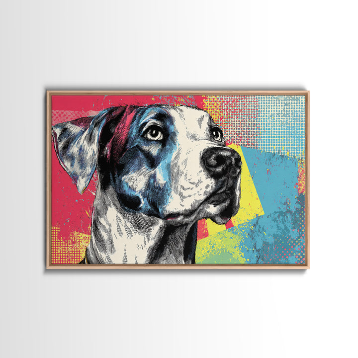 Pop Art Dog Portrait Framed Canvas Print, Pop Art, Art Print, Living Room Decor, Fine Art, Pop, Custom Portrait, Pet Portrait, POP-3x2-59