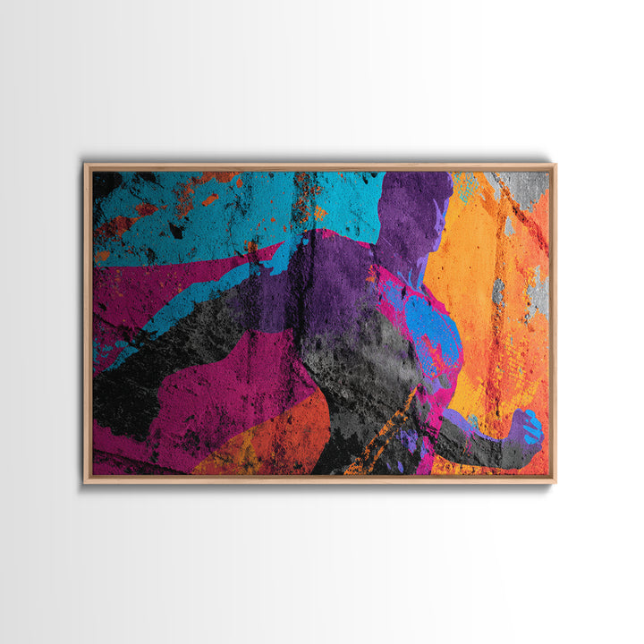 Superhero Silhouette in Dynamic Color Fields Canvas Print, Pop Art, Textured Painting, Living Room Decor, Abstract Art, Pop, POP-3x2-67