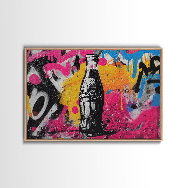 Retro Soda Bottle Framed Canvas Print, Pop Art, Home Decor, Living Room Decor, Fine Art, Pop, Canvas Wall Art, Abstract Art, POP-3x2-7