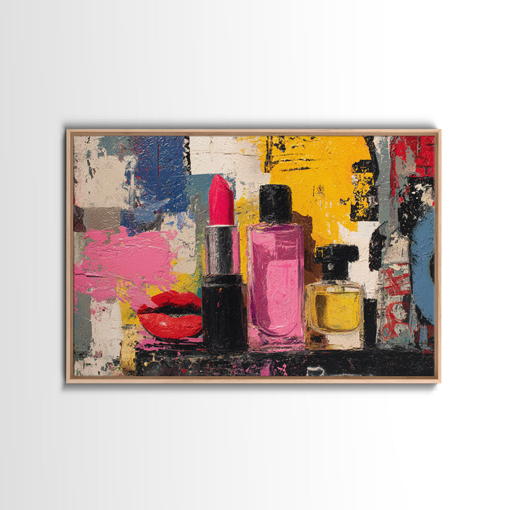 Lipstick and Perfume Fashion Still Life Canvas Print, Pop Art, Modern Decor, Living Room Decor, Fine Art, Pop, Home Decor, POP-3x2-72