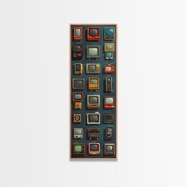 Retro Televions Framed Canvas Print, Retro Decor, Man Cave Art, Gift For Him