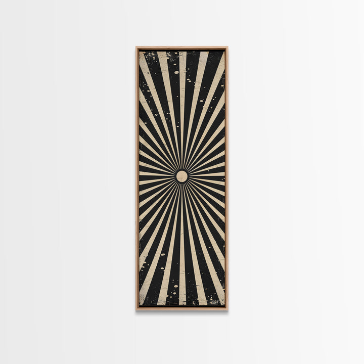 Black and White Sun Burst Art Deco Inspired Framed Canvas Print, Wall Art, Office or Mancave Wall Art
