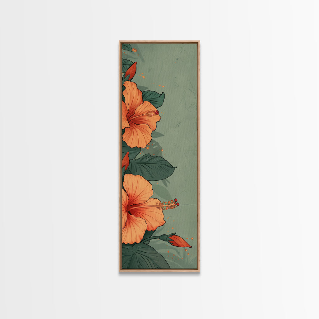 品多く Hibiscus Bright Flowers Canvas Framed Art, Inspired Ukiyo-e 画材