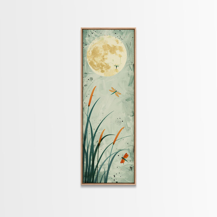 Serene Swans and Cherry Blossoms in Japanese Art Tall Skinny Framed Canvas Print - Wall Décor