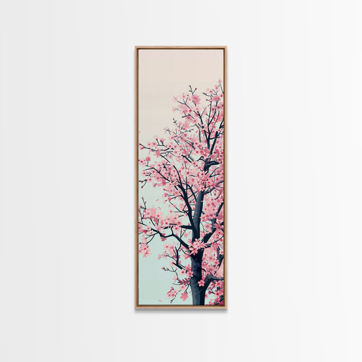 Delicate Cherry Blossom Tree In Full Bloom Against A Soft Gradient Background For Elegant Wall Art Framed Canvas Print