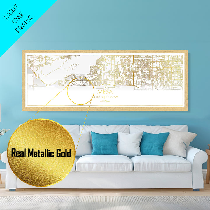 Mesa Arizona City Poster, Panoramic street map, black and gold, Metallic Gold Art, Metal Art, wood framed map, Modern House Art, Map Print