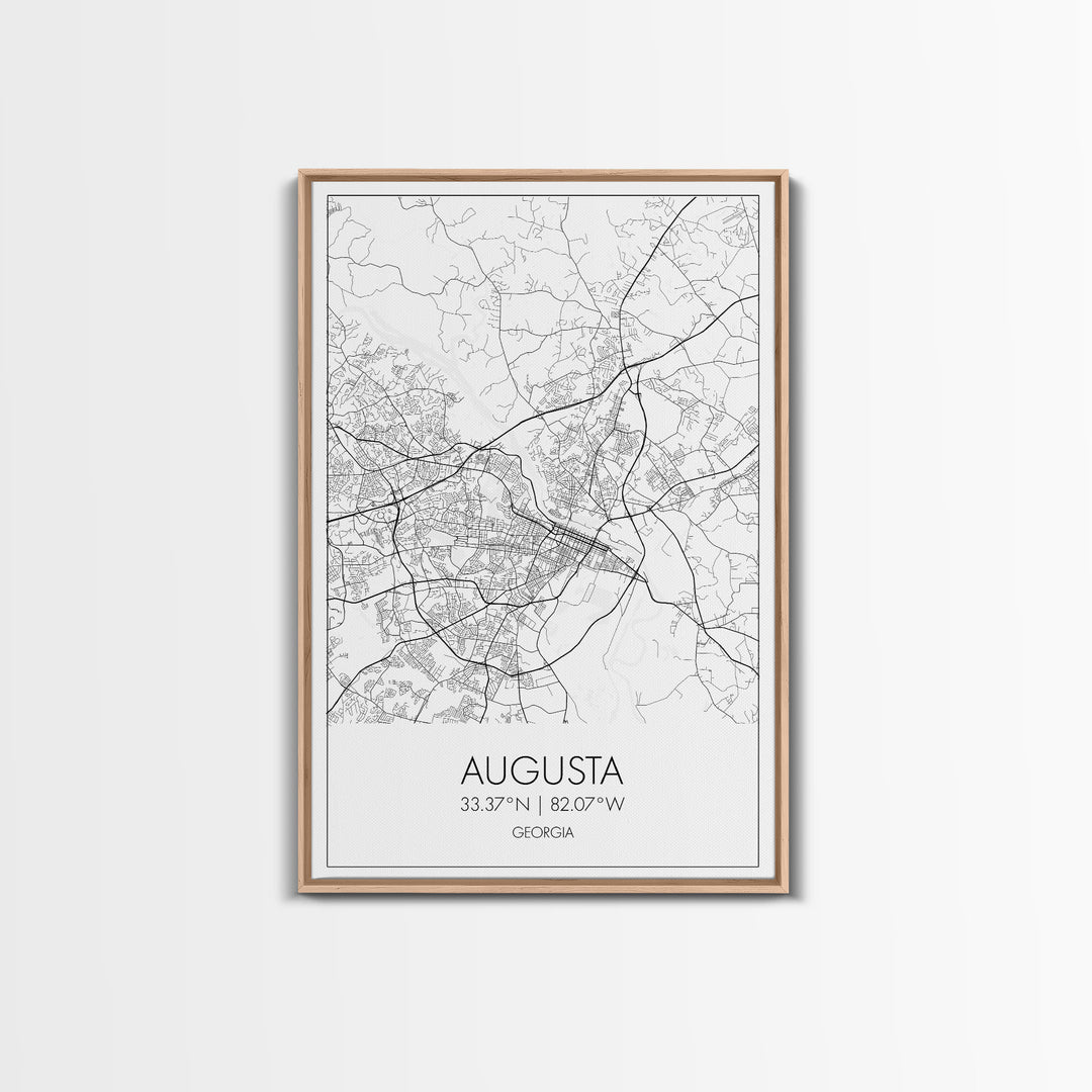 Augusta Street Map, Georgia Map, City Map Art, Dorm Wall Art, Adventure Wall Art, Minimalist Art, Wall Art, Canvas Print, Canvas Wall Art